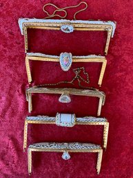 Metal Purse Frame Clasps Lot 20 Antique Vintage Art Deco Nouveau Victorian Beaded Painted Porcelain Cab