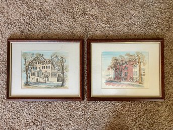 Two Framed Savannah, GA Prints By Pamela Lee (American, 20th Century)