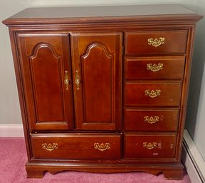 Bassett Wooden Armoire With Cabinet And 7 Drawers