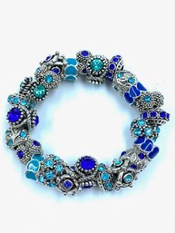 Fantastic Jewel Encrusted Silvertone Stretch Bracelet