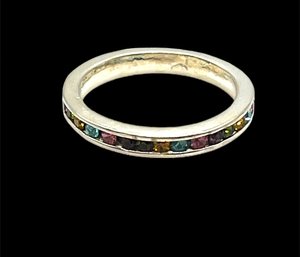 Beautiful Vintage Sterling Silver Multi Color Stone Ring, Size 7