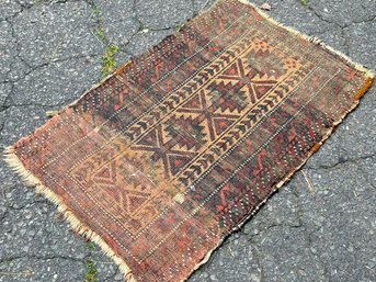 A Vintage Hamadan (Iranian) Hand Knotted And Dyed Wool Rug