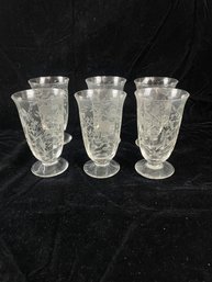 Etched Stemmed Glasses - Set Of 6