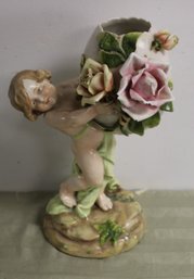 Vintage Cherub W/roses Figurine