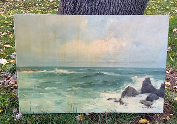 Oil Painting On Canvas ~ Signed Clifton ~ The Sea