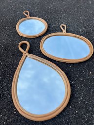 Lot Of Three Bamboo/ Rattan Mirrors