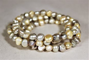 Genuine Pearl Coiled Bracelet Multi Colored