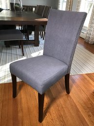 Fabulous Set Of 10 Parsons Style Dining Chairs With Brass Nailhead Details - All Side Chairs - Gray Fabric