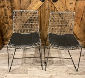 Pair Of Wrought Iron CRATE N BARREL Chairs