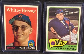1958 Topps Whitey Herzog & 1965 Topps Casey Stengel