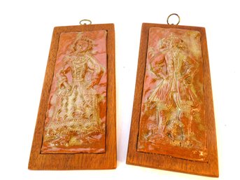 Pair Of Scandinavian Style Ceramic Mold Wall Plaques