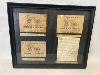 Antique Local NEW HAVEN Advertising Presentation In Frame- C. W. Blakeslee & Sons- Dated 1895