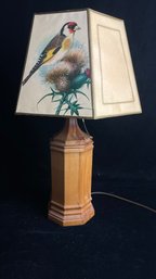 Wood Based Table Lamp With Bird Shade