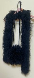 Two Piece Set Scarf And Purse Lambs Wool Fur