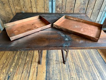 Pair Of Vintage Nesting Copper Serving Trays
