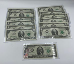 13 Two Dollar Bills ~ One First Day Issue 1976 ~ All Dated 1976 (D)