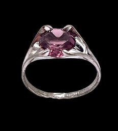 Beautiful Sterling Silver And Light Amethyst Color Ring, Size 5.75