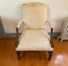 Chippendale Style Mahogany Upholstered Open Arm Chair