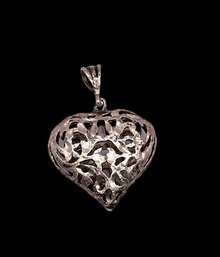 Vintage Sterling Silver Intricate Heart Shaped Pendant