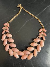Coral Pink Chalcedony Laurel Wreath Festoon Necklace