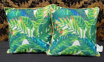 New - Pair Of Tropical Accent Pillows