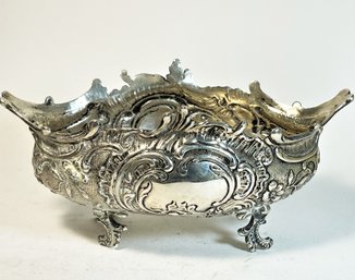 Continental Fancy Sterling Silver Repose Footed Bowl 163.5 G