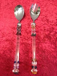 Colored Glass Handled Serving Set