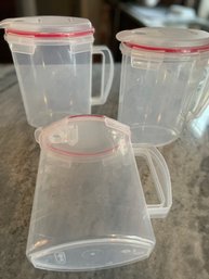 Trio Of Sterlite Plastic Pitchers Like New