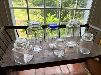 6 Lidded Sealing Glass Jars