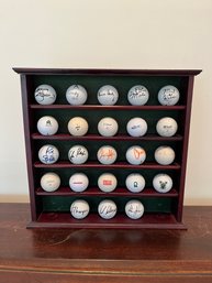 A Golf Ball Case & Collection Of Signed Golf Balls