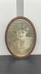 Oval Portrait Of A Woman 6.5x8.5 In Antique