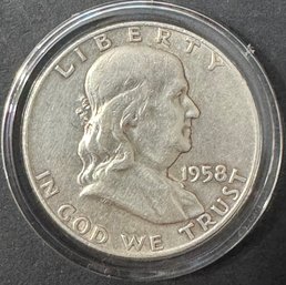 1958-D Ben Franklin Half Dollar