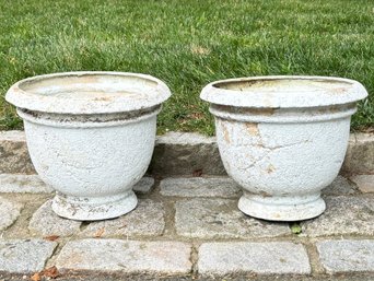 A Pair Of Cast Fiberglass Planters - Wonderful Stone Look With None Of The Weight!