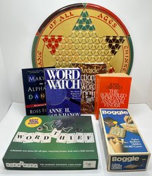 Vintage Chinese Checkers Board, Word Thief, Boggle & Word Game Books