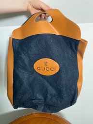 Vintage Gucci Black Felt Wool/Faux Leather Tote Dust Bag
