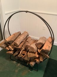 Tubular Metal Log Hoop Firewood Storage Rack