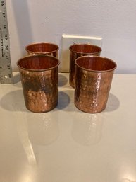 Green Eos Handcrafted 100 Pure Copper Tumbler Set Set Of 4 Hammered Copper Cups