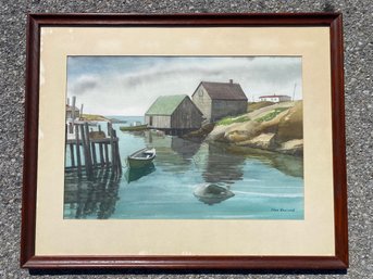 Vintage Watercolor, Peggy's Cove, Signed Stan Newland