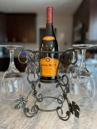 Wrought Iron Wine Glass And Bottle Rack