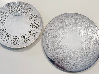 A Pair Of Vintage Pierced Silver Plated Trivets