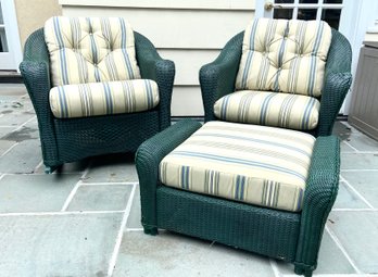 Lloyd Flanders Wicker Outdoor Chairs And Ottoman