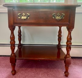 American Drew Wooden Side Table With Drawer And Shelf