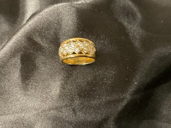 Cubic Zirconia Ring Sterling Silver With Gold Overlay