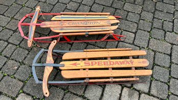 Pair Of Vintage Sleds (Speedway And Champion)