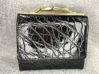 Paid $325 - Fabulous Small LUC BENOIT Crocodile Wallet / Change Purse - MADE IN ITALY - Like New Condition