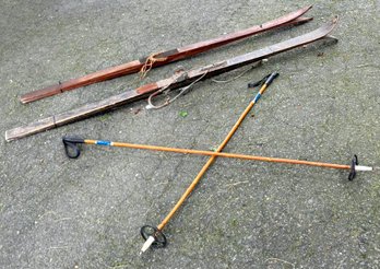 Vintage Skis And Ski Poles