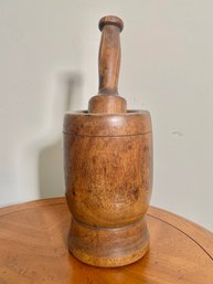 Vintage Wooden American Mortar And Pestle