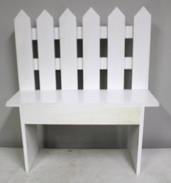 Beautiful White Painted Picket Bench/ Plant Stand