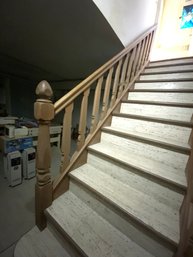 A Pair Of Decorative Stair Rails With Newel Posts - Basement
