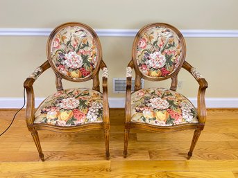 Beautiful Pair Of French Louis XV Style Uphlstered Chairs